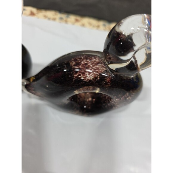 2- Vintage Murano? Glass Ducks Birds Paperweights Black Purple Clear‎ MCM Home - Picture 8 of 9